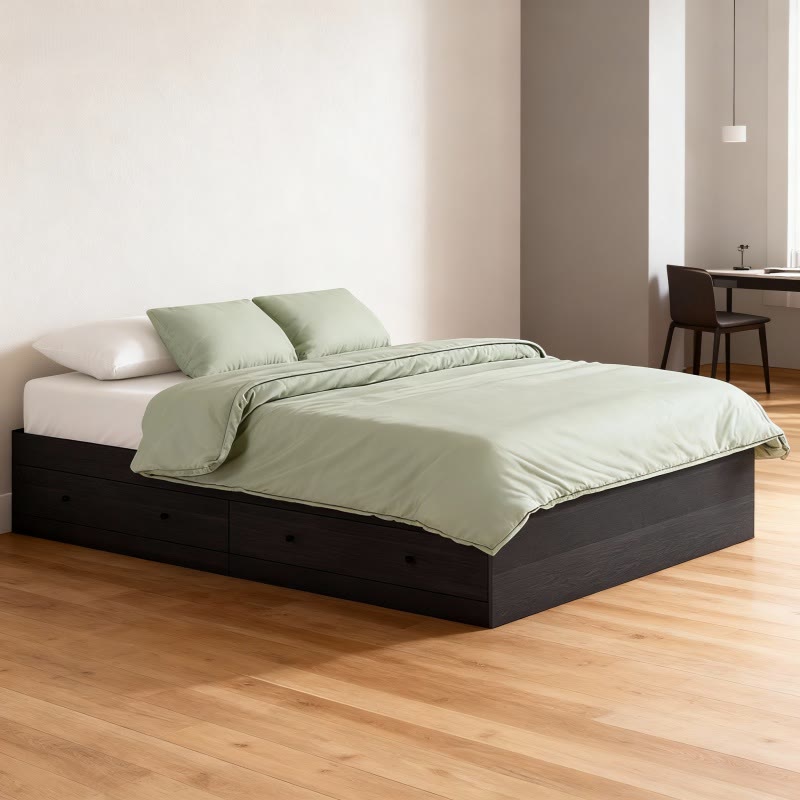 Black Storage Bed With Drawers - image 1