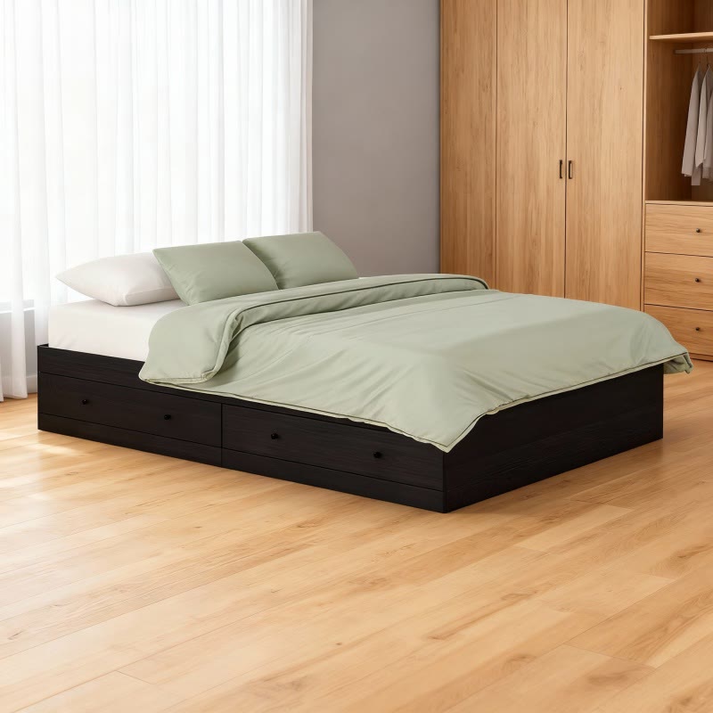 Black Storage Bed With Drawers - Black - image 0