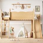 Full Loft Bed With Storage Shelves - Natural Wood - image 0