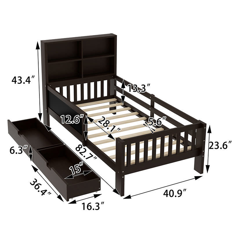 Twin Platform Bed With Storage Shelves - image 9