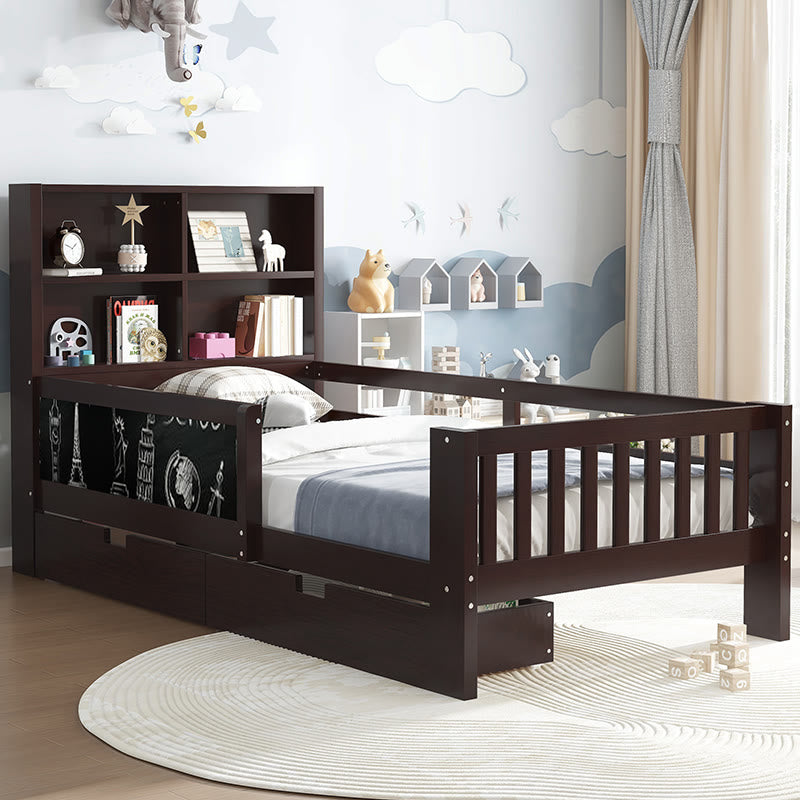Twin Platform Bed With Storage Shelves - image 1