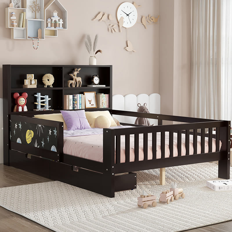 Iffhome Twin Platform Bed With Storage Shelves - Espresso - image 0