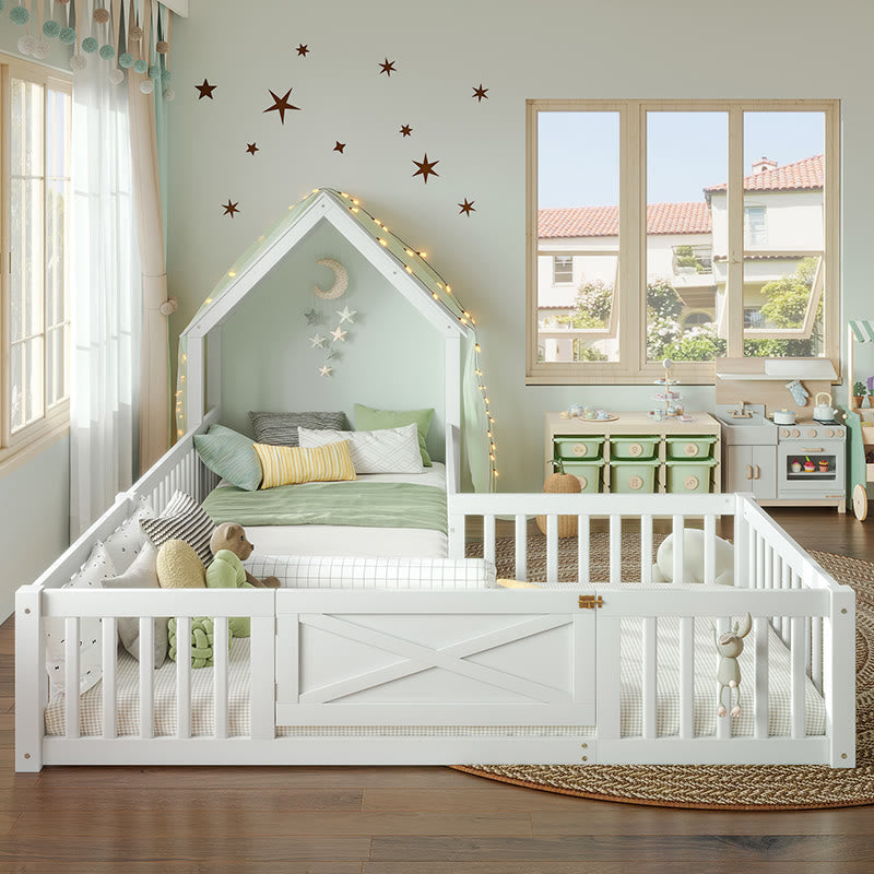 Well-designed Twin Size House Floor Bed - White - image 0