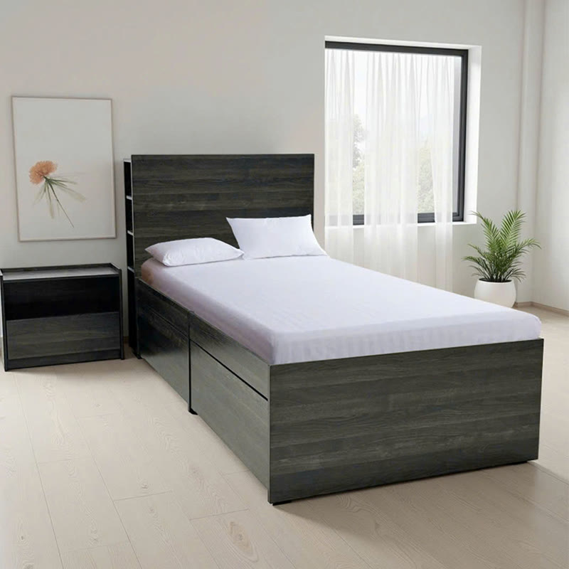 Iffhome Twin Storage Bed With Nightstand - Gray - image 0