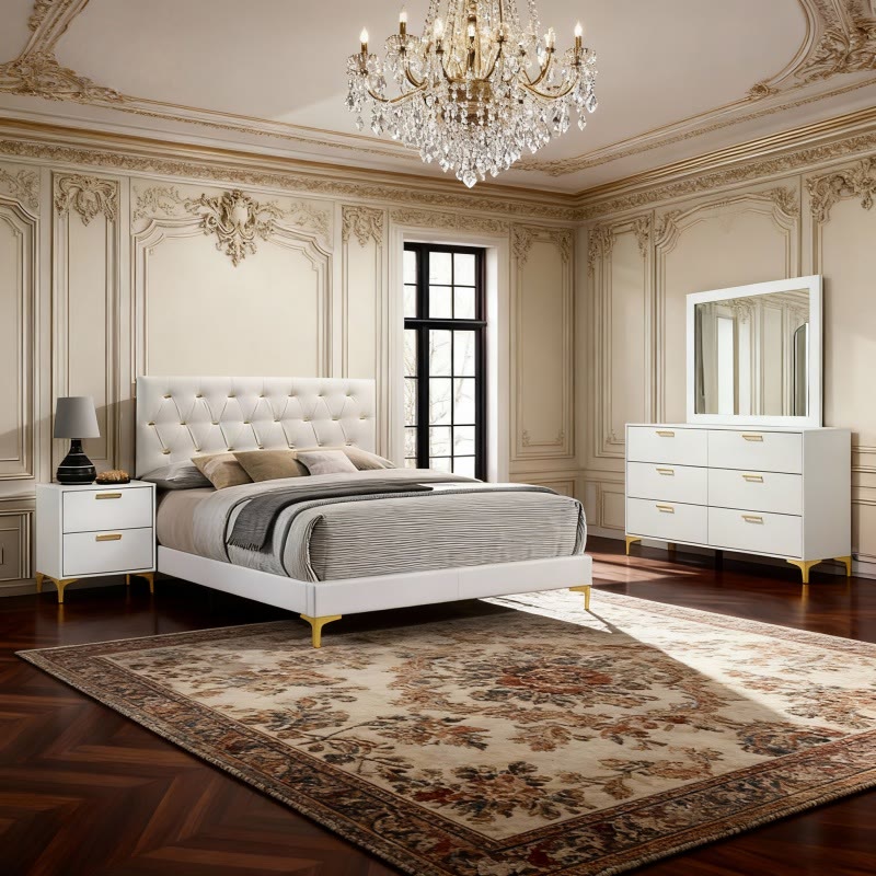 Iffhome White 4-piece Queen Bedroom Set - White - image 0