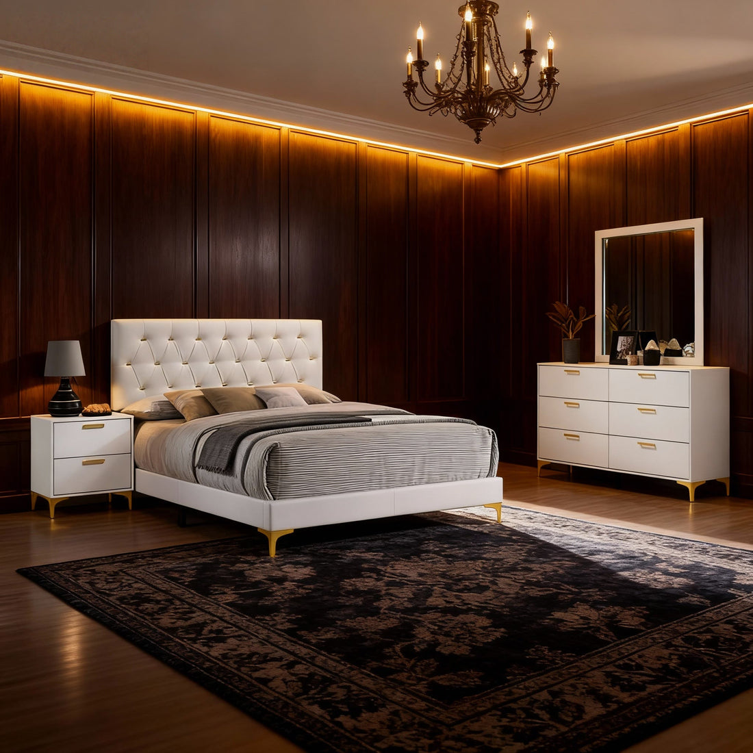 Iffhome White 4-piece Queen Bedroom Set - image 2