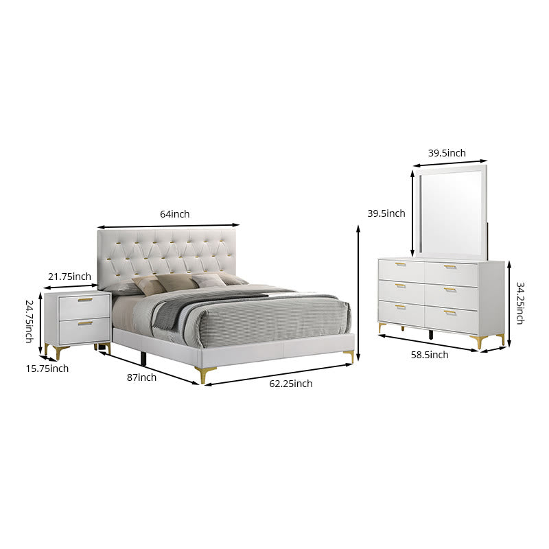 Iffhome White 4-piece Queen Bedroom Set - image 8