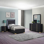 Minimalist Black 4-piece Led Twin Bedroom Set - image 1