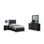 Minimalist Black 4-piece Led Twin Bedroom Set - image 6