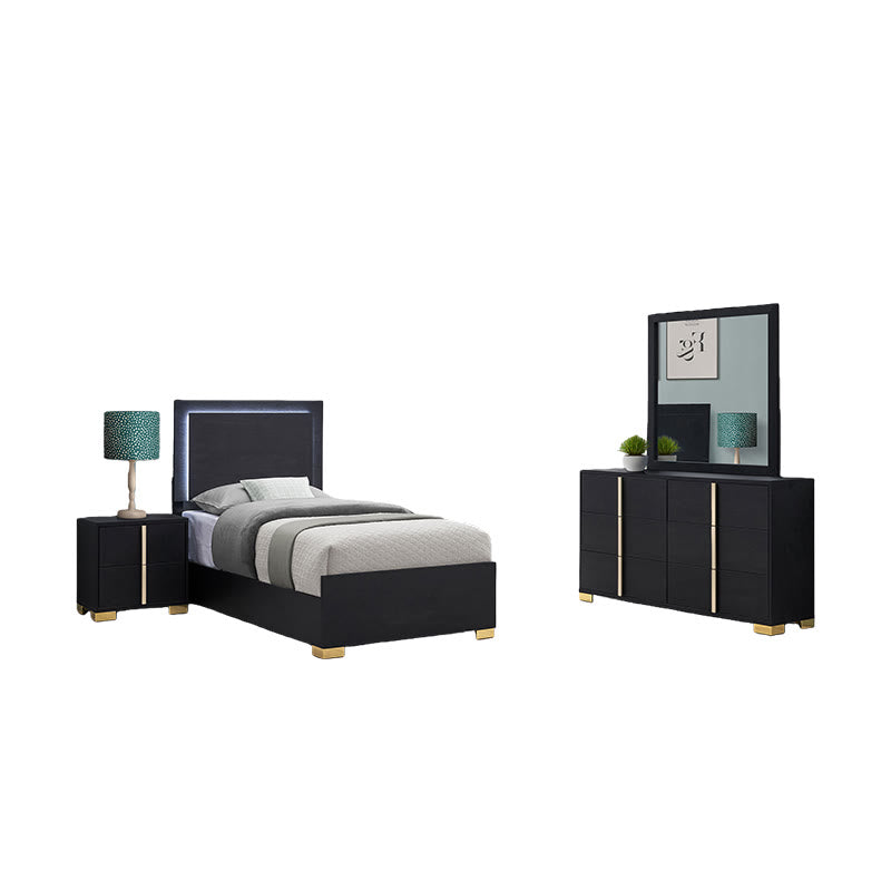Minimalist Black 4-piece Led Twin Bedroom Set - image 6