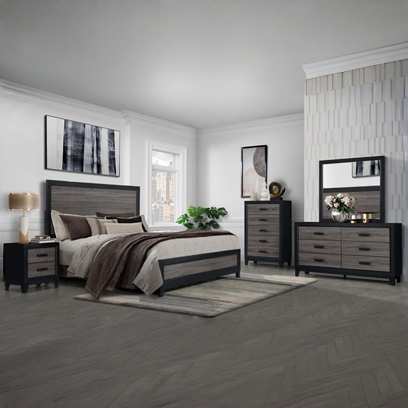 Iffhome Farmhouse Style Grey Bedroom Set - image 1