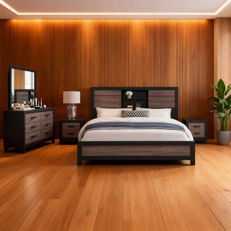 Iffhome Farmhouse Style Grey Bedroom Set - image 2