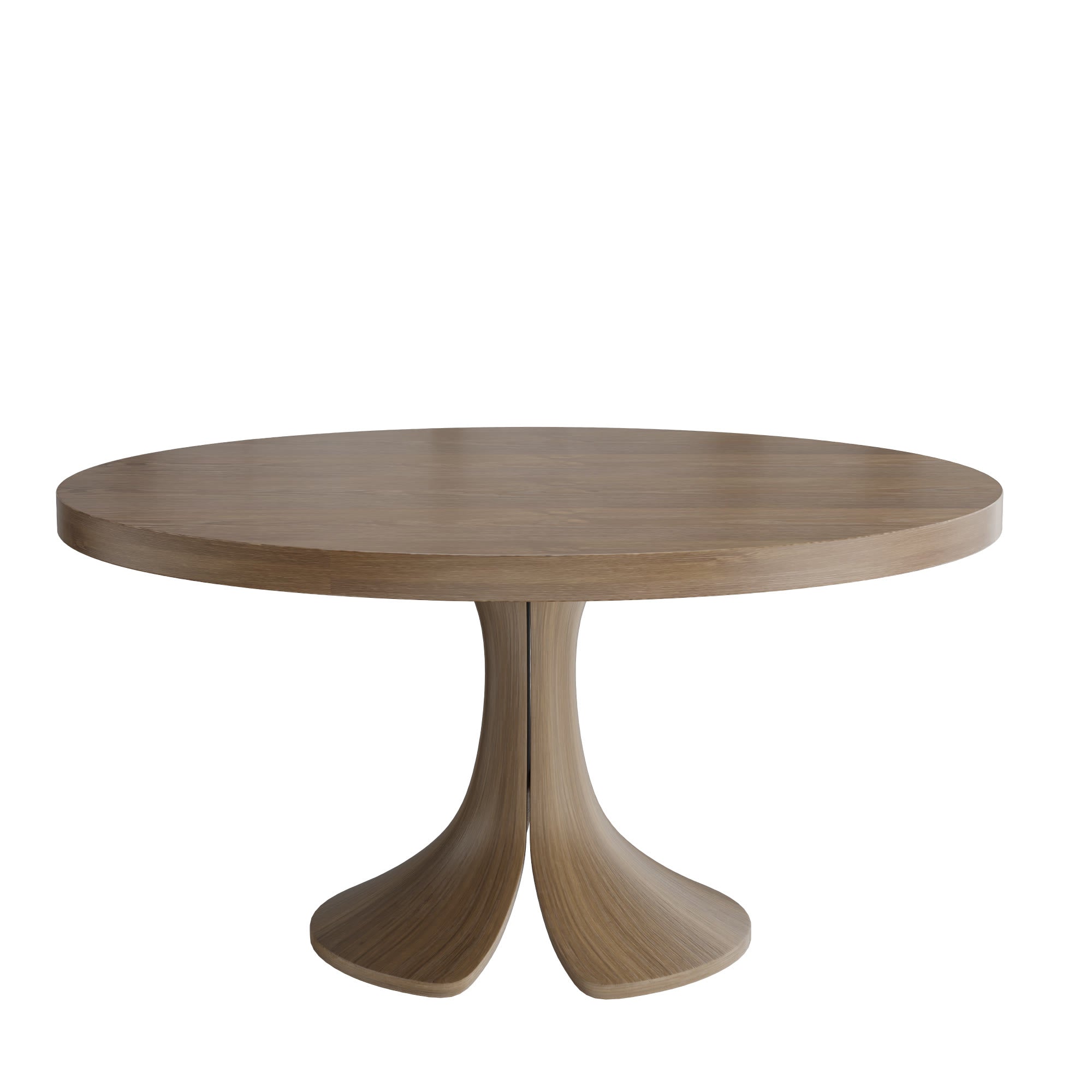 Mid-century Solid Wood Round Dining Table With Curved Base - image 7