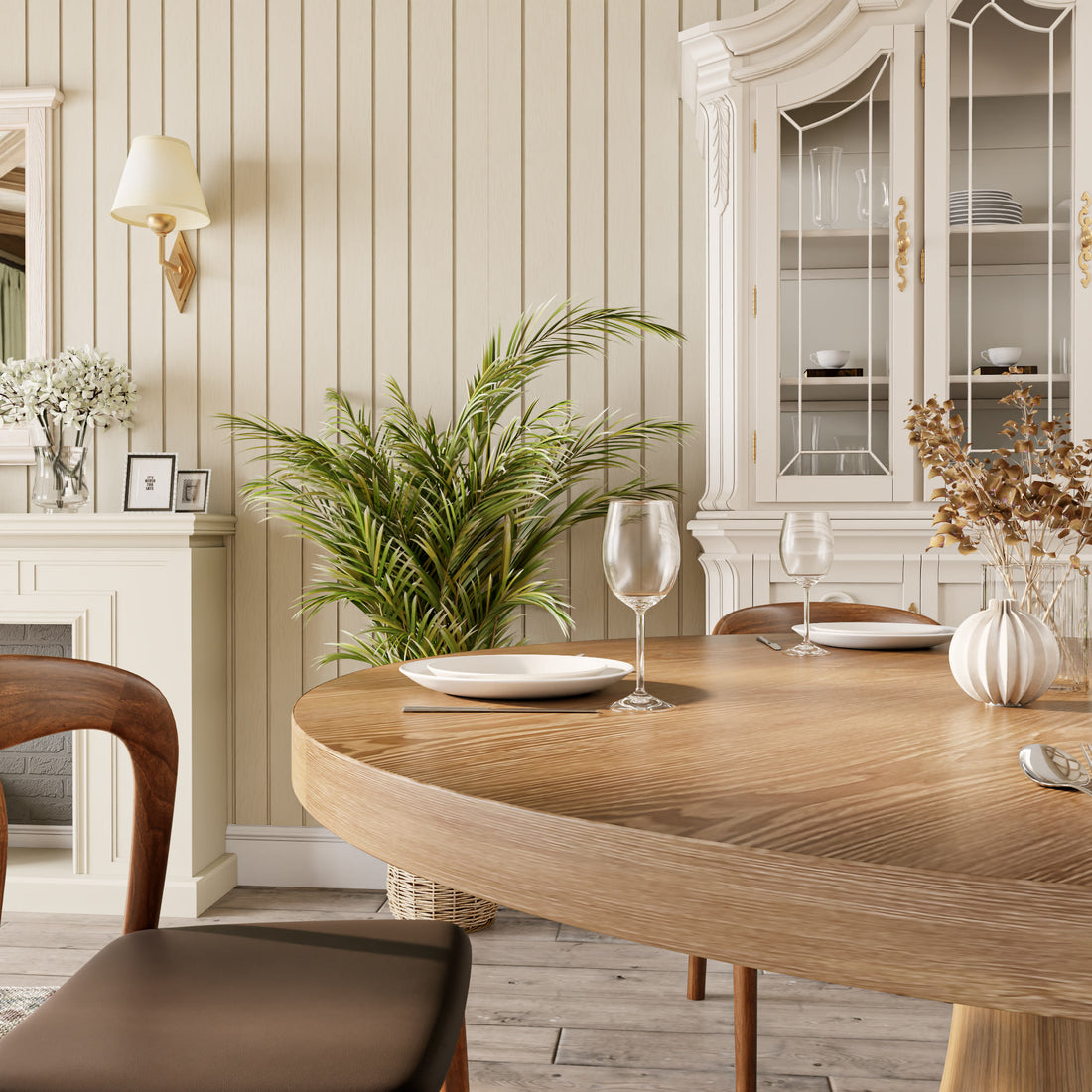 Iffhome Mid-century Solid Wood Round Dining Table With Curved Base - image 3