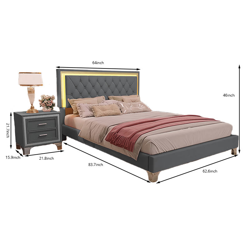 Upholstered Platform Bed With Led Lights Bedroom Set - image 7