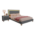 Upholstered Platform Bed With Led Lights Bedroom Set - image 6