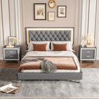 Upholstered Platform Bed With Led Lights Bedroom Set - image 2