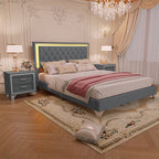Upholstered Platform Bed With Led Lights Bedroom Set - image 5
