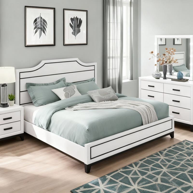 Iffhome Elegant White King Bedroom Set  - image 1