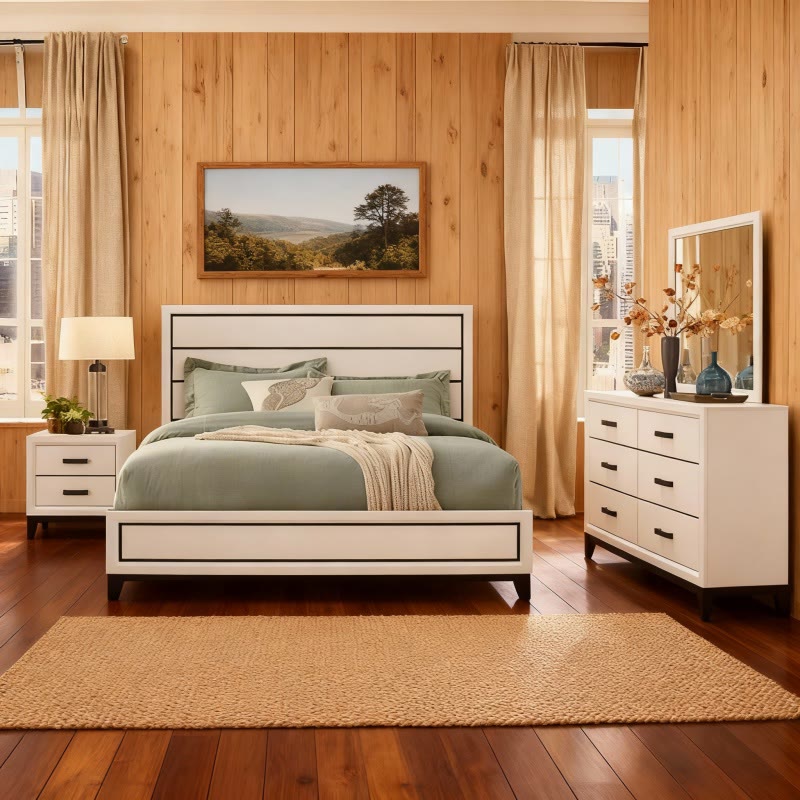 Iffhome Elegant White King Bedroom Set  - image 3