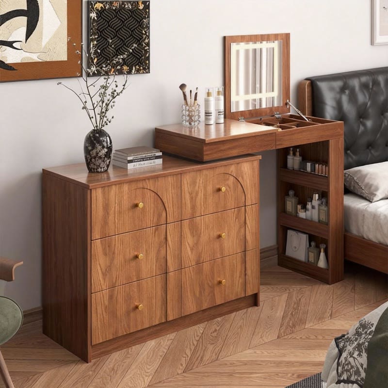 Iffhome Vintage Vanity Desk with Mirror and Lights - image 1