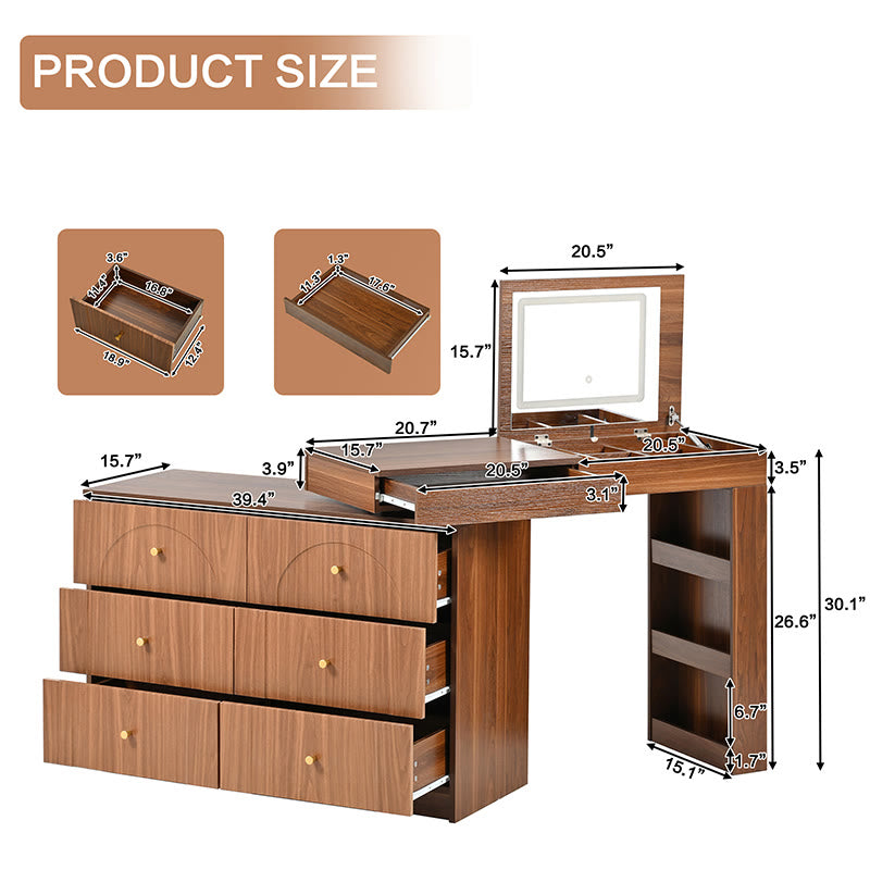 Vintage Vanity Desk with Mirror and Lights - image 6