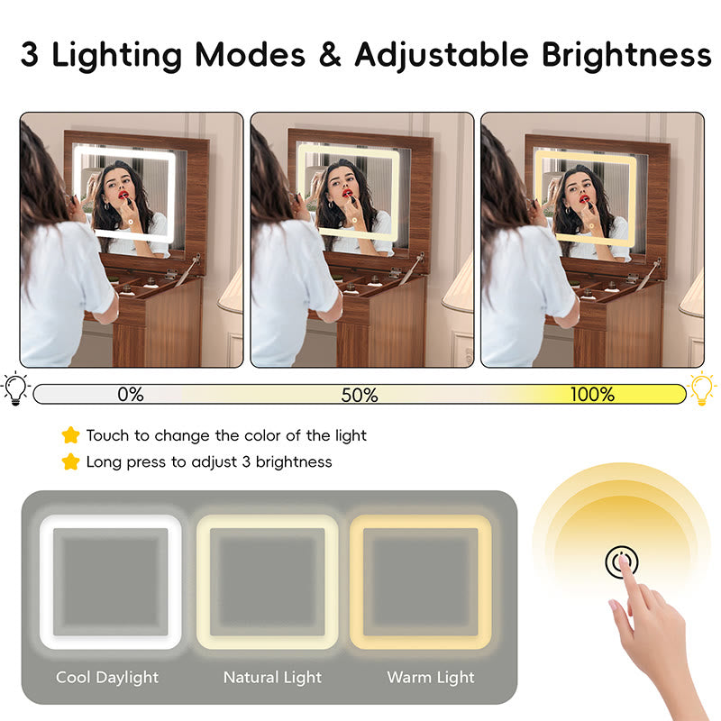 Iffhome Vintage Vanity Desk with Mirror and Lights - image 2