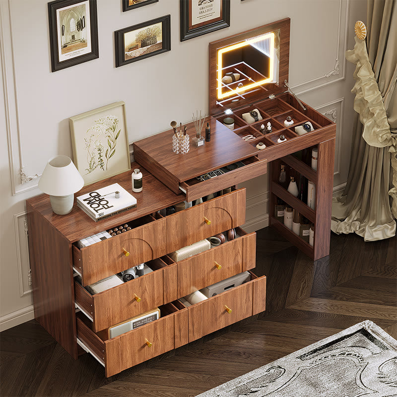 Iffhome Vintage Vanity Desk with Mirror and Lights - image 5