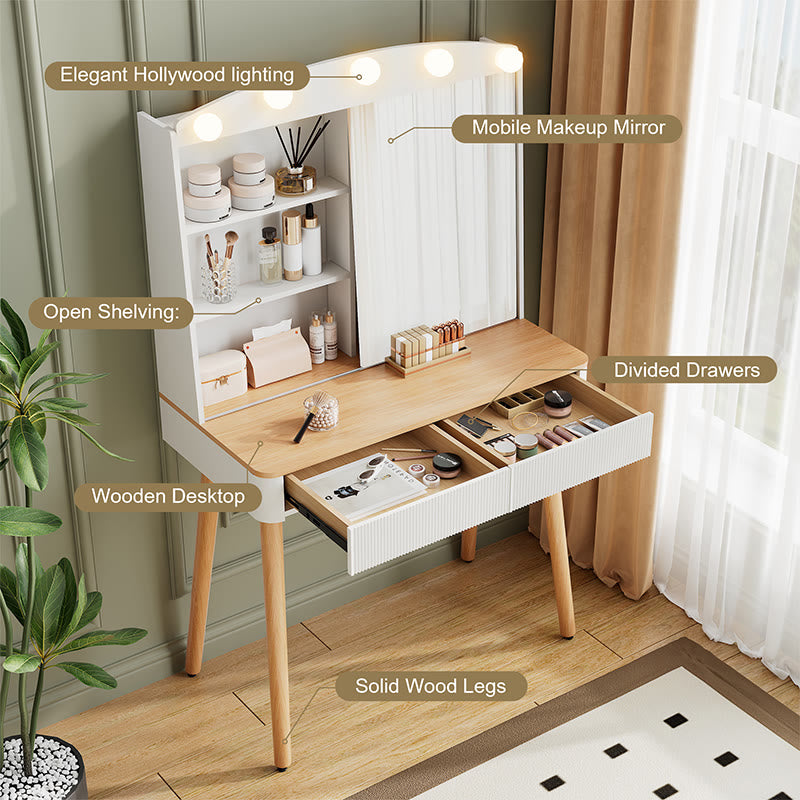 Iffhome Vanity Desk With Sliding Mirror - image 5