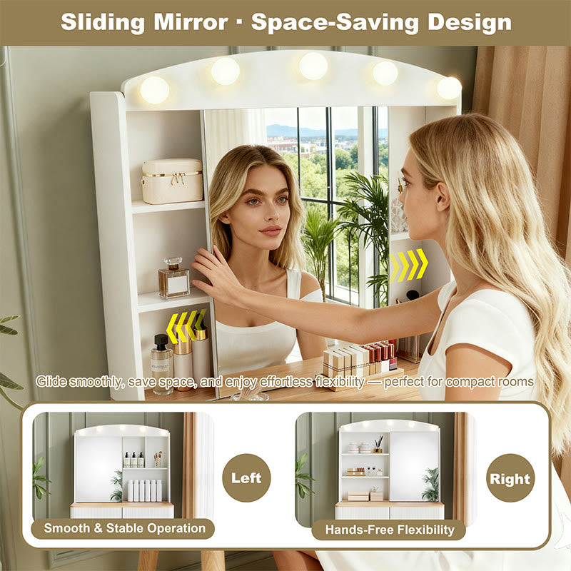 Vanity Desk With Sliding Mirror - image 4