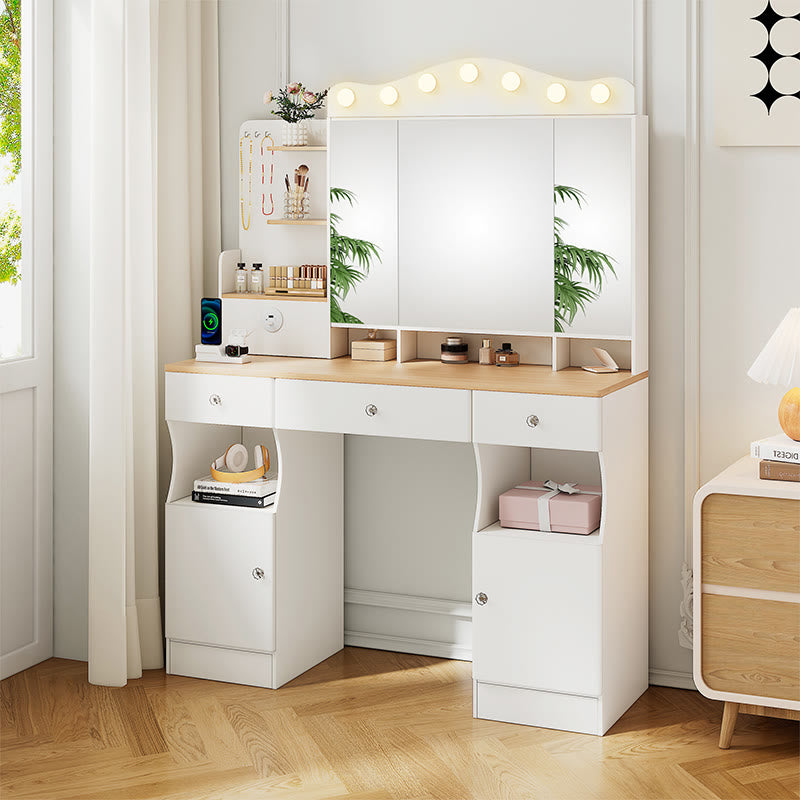 Iffhome Makeup Vanity With Foldable Mirror - image 2