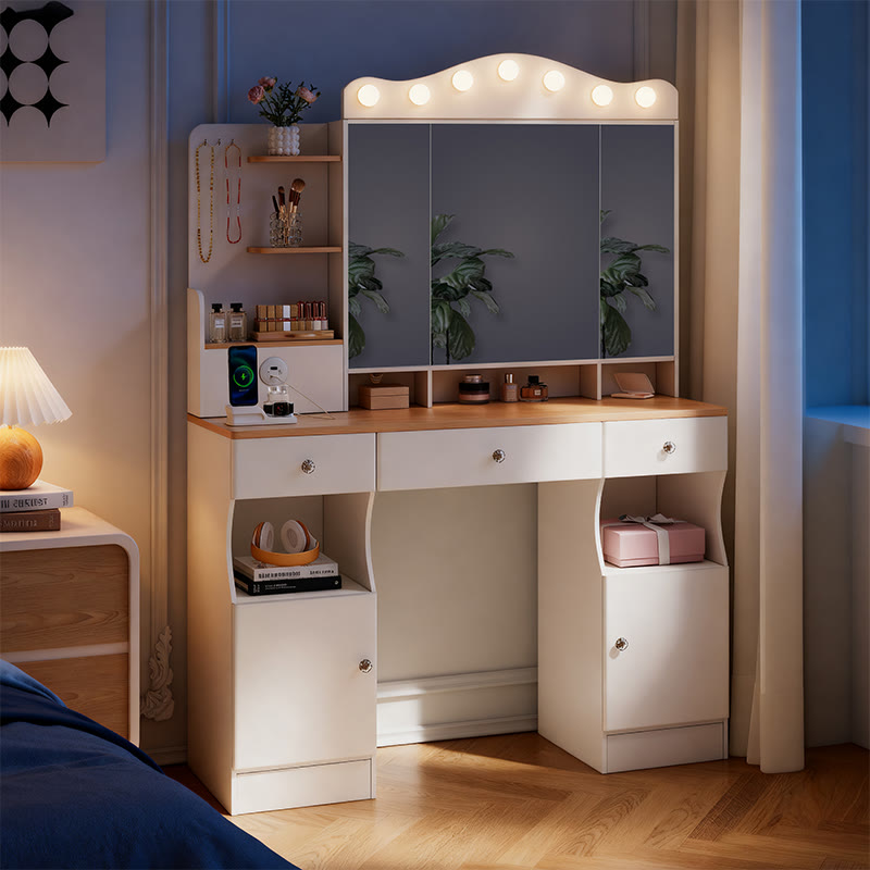 Makeup Vanity Desk With Foldable Mirror - image 3