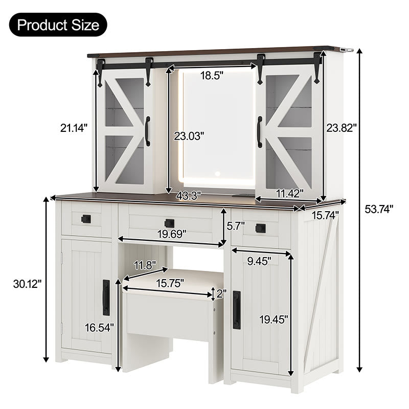 Iffhome Farmhouse Vanity Desk With Lighted Mirror - image 6