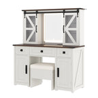 Farmhouse Vanity Desk With Lighted Mirror - image 5