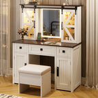 Farmhouse Vanity Desk With Lighted Mirror - image 1