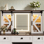 Farmhouse Vanity Desk With Lighted Mirror - image 2
