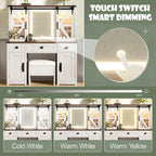 Farmhouse Vanity Desk With Lighted Mirror - image 4