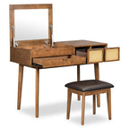 Classic Wood Makeup Vanity Set With Flip-top Mirror - image 4