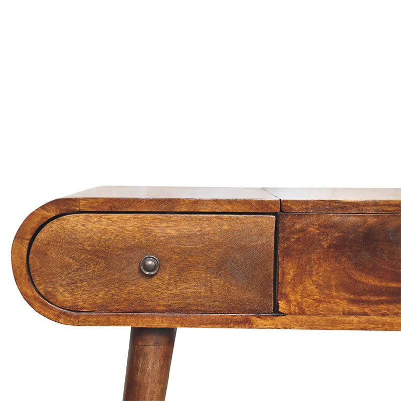 Iffhome Walnut Color Foldable Mirror Dressing Table - image 5