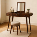 Iffhome Walnut Color Foldable Mirror Dressing Table - Walnut - image 1
