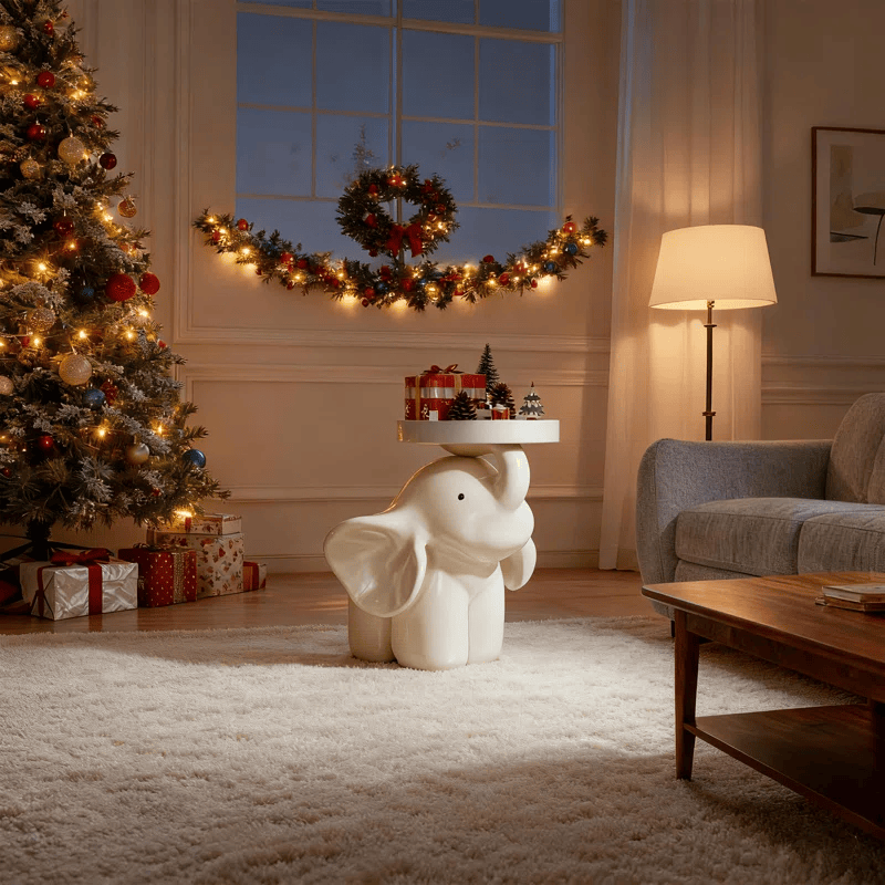 Iffhome Elephant Base Side Table With Tray - image 4