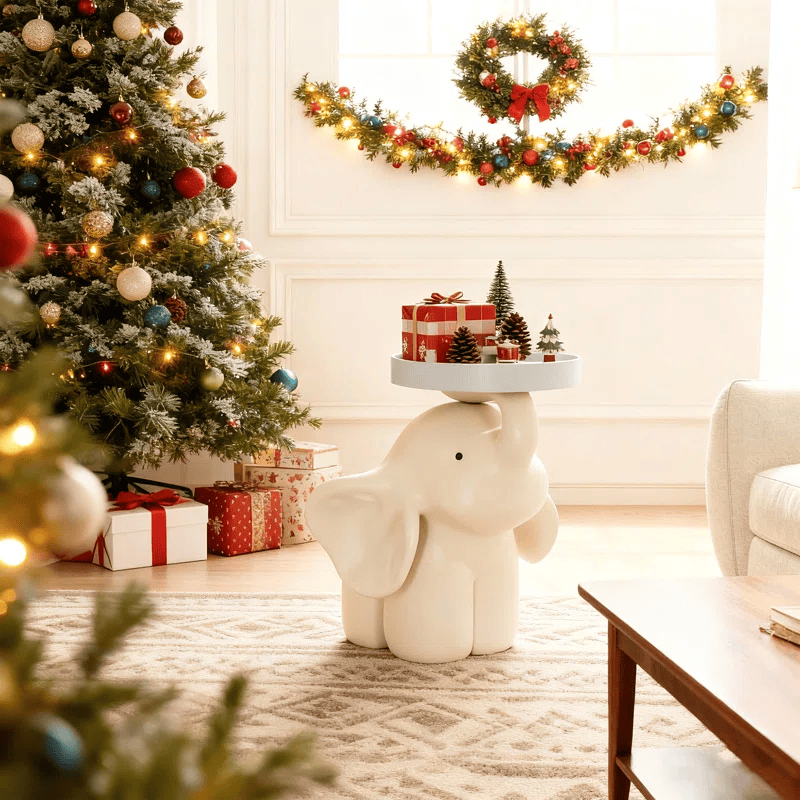 Iffhome Elephant Base Side Table With Tray - image 0