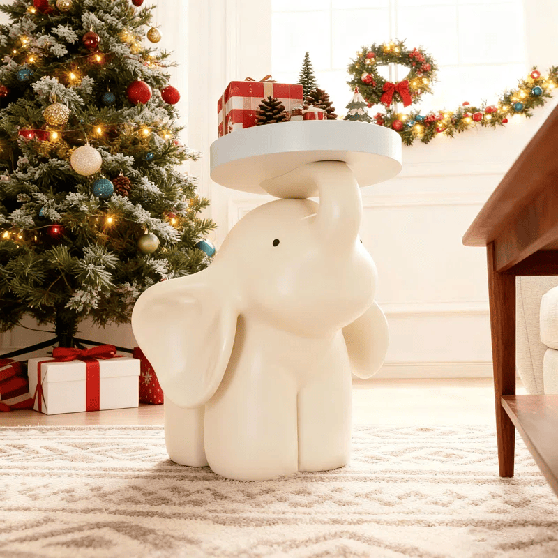 Elephant Base Side Table With Tray - image 1
