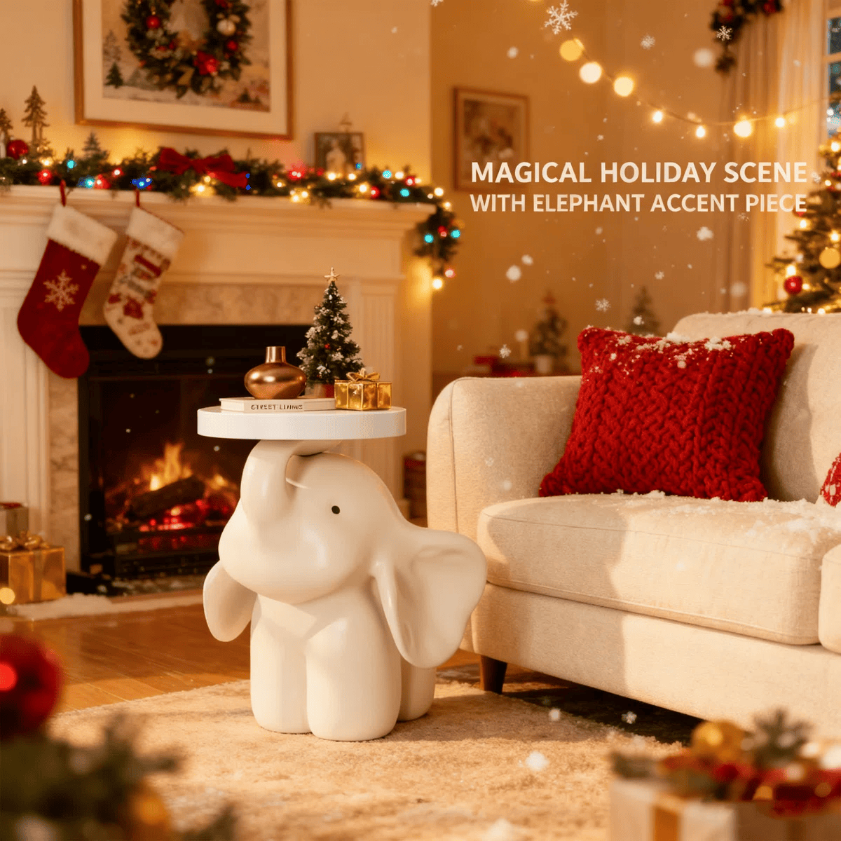 Iffhome Elephant Base Side Table With Tray - image 2