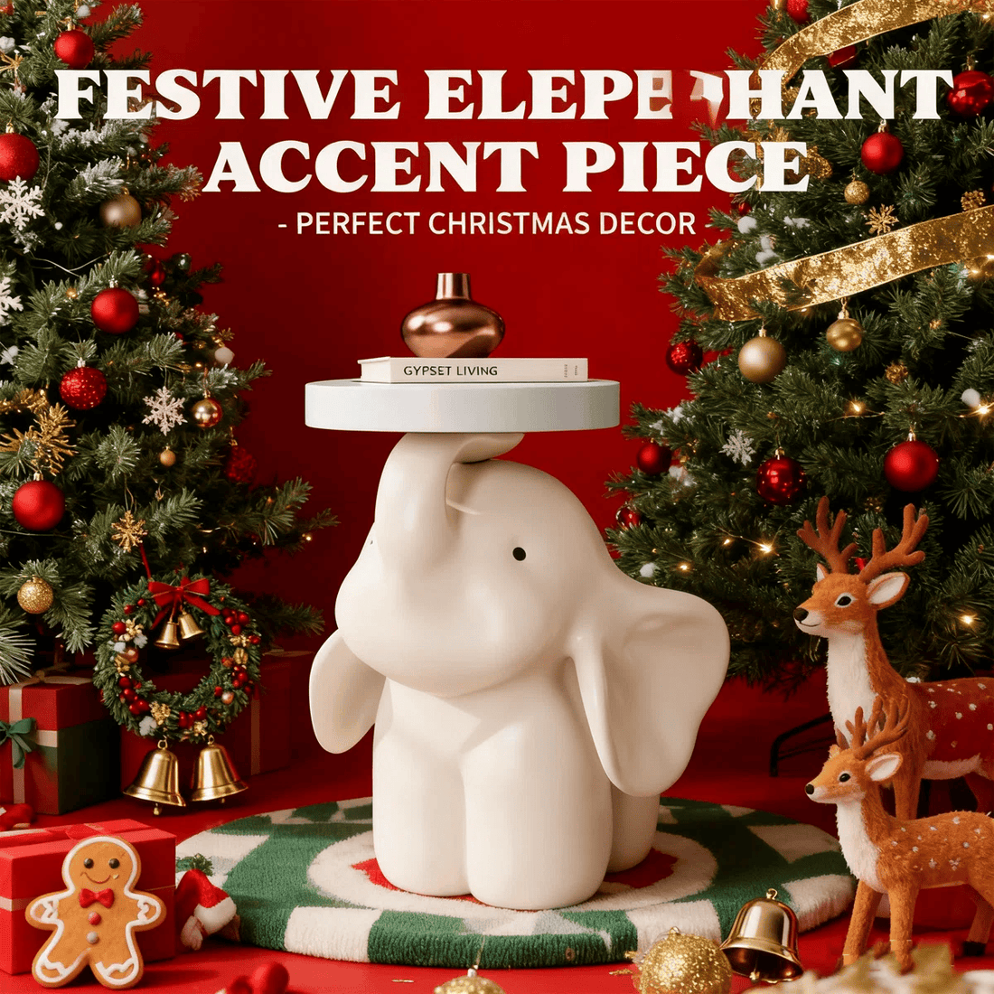 Iffhome Elephant Base Side Table With Tray - image 3