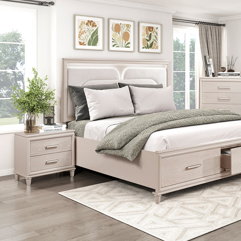 Modern Two Drawers Nightstand With Usb Ports - image 2