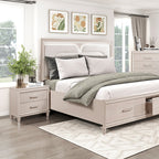 Modern Two Drawers Nightstand With Usb Ports - image 2