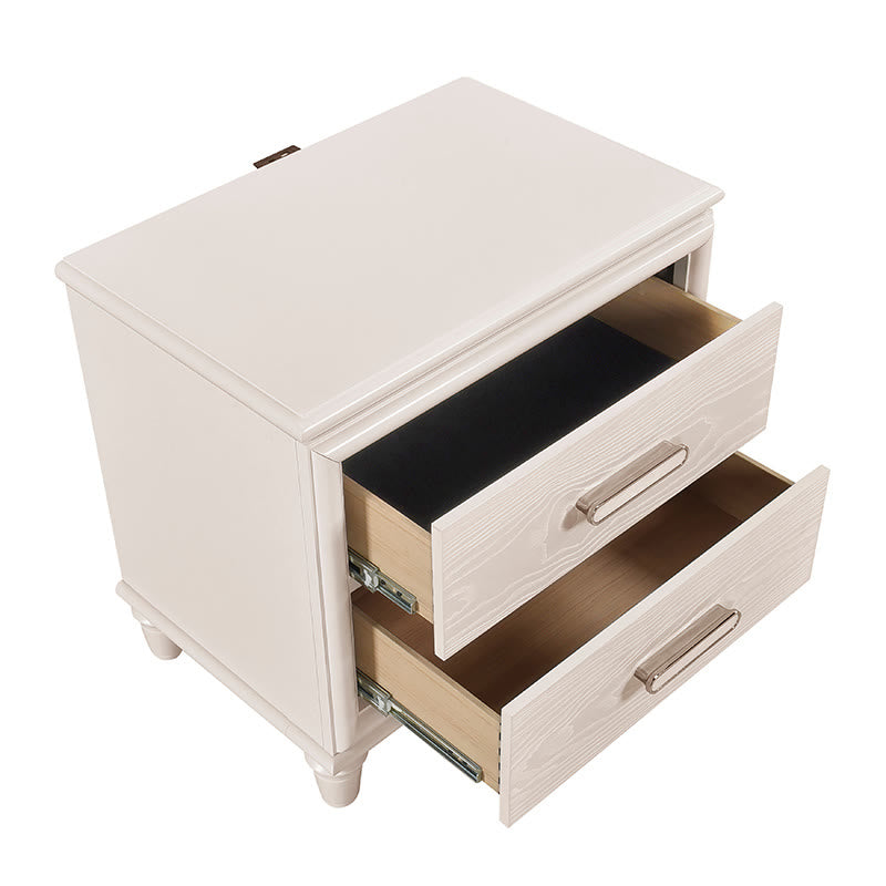Modern Two Drawers Nightstand With Usb Ports - image 4