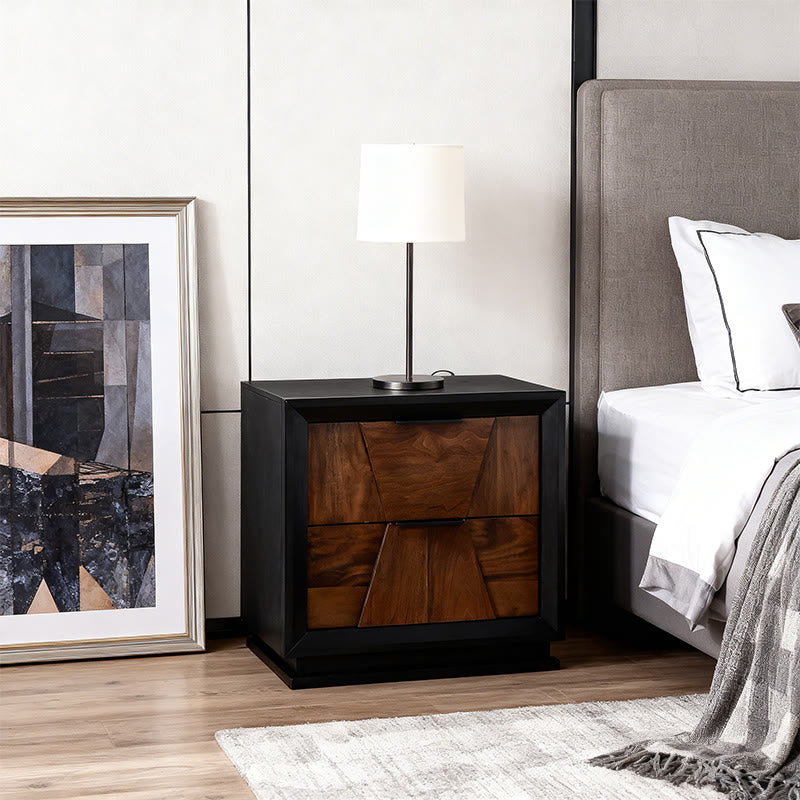 Iffhome Traditional Style Nightstand With Relief Patterns - Walnut - image 0