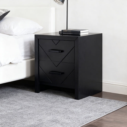 Arrow Grain Minimalist Wood Nightstand - Black - image 1